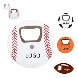 Baseball Bottle Opener Round with Magnet