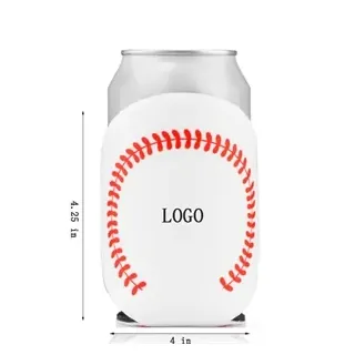 12oz PU Leather Baseball Beer Soda Can Cooler Sleeve
