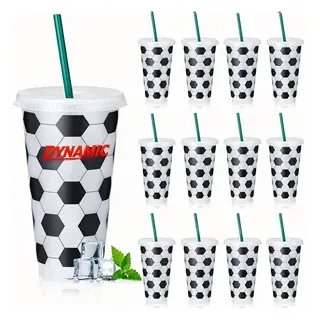 Football themed PP straw cup