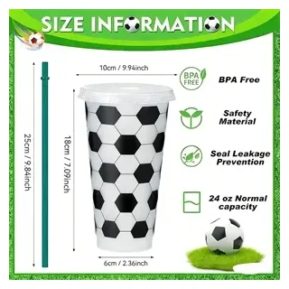 Soccer Ball 24oz Reusable Plastic Cup