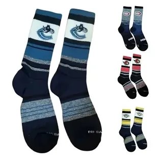NHL Hockey Team Logo Striped Cotton Adult Mid-Calf Socks