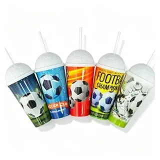Soccer Lid PP Plastic Straw Cup